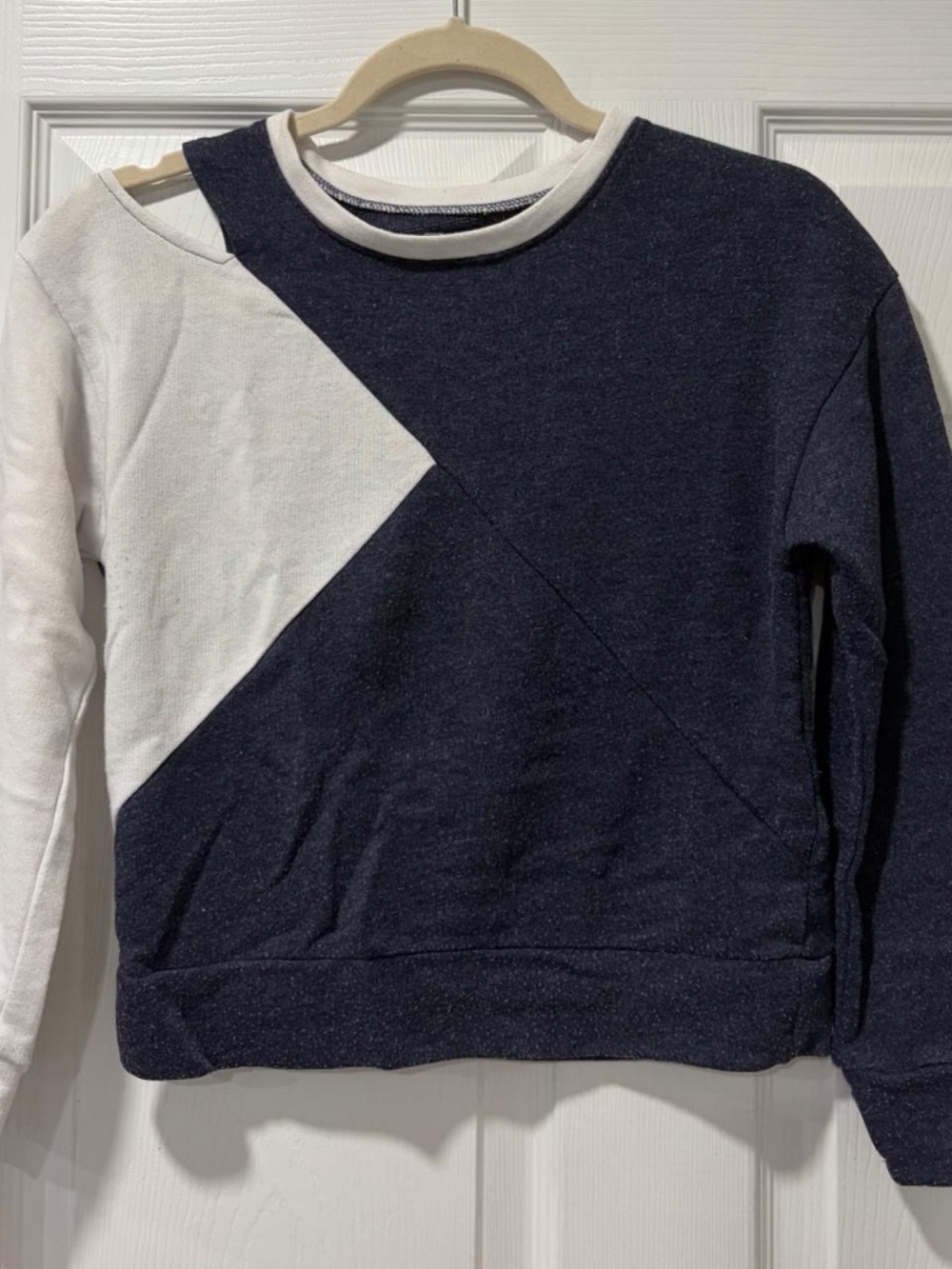 Zella Navy and White Diagonal Block Crew Sweatshirt